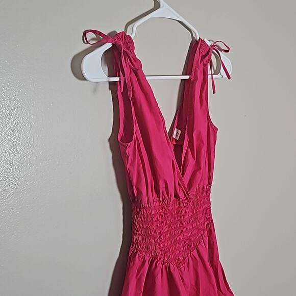 H&M Divided Hot Pink Surplice Sundress Sz 4 - Picture 3 of 9